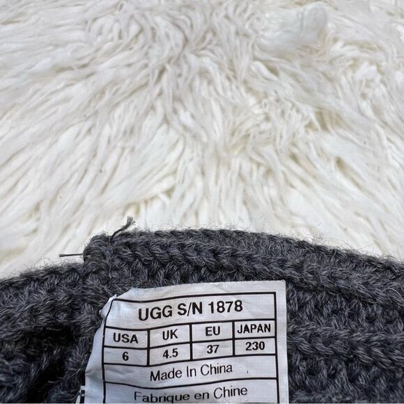 UGG Womens Fringe Boots Button Tall Genuine Sheepskin Lining 1878 Dark Gray 6 - Picture 5 of 6